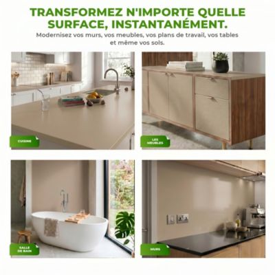 Rouleau adhésif Imperméable Vinyle au Mètre - Sticker Lavable Cuisine Meuble Armoire Porte - 60cmx6m - Taupe