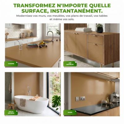 Rouleau adhésif Imperméable Vinyle au Mètre - Sticker Lavable Cuisine Meuble Armoire Porte - 60cmx9m - Cuivre