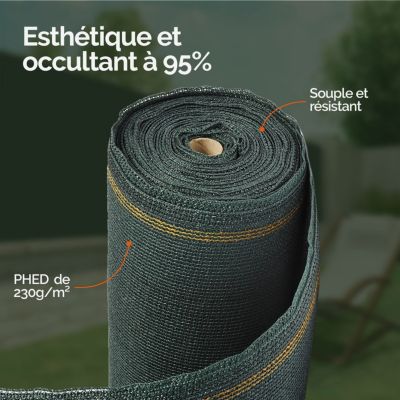 Rouleau de brise vue occultant pour jardin - 1,80 x 10 m - Vert - Linxor