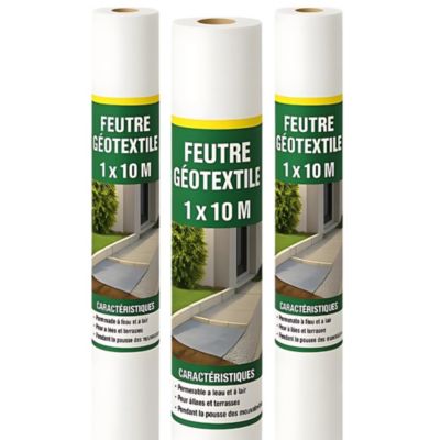 Rouleau géotextile 10 mètres 150g/m2 Lot de 3