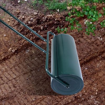 Rouleau à Gazon de Jardin 30CM Volume 48L avec Poignée en Forme U Rouleu de Jardin en Acier Rempli de Sable Eau
