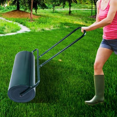 Rouleau à Gazon de Jardin 30CM Volume 48L avec Poignée en Forme U Rouleu de Jardin en Acier Rempli de Sable Eau