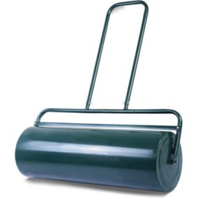 Rouleau à Gazon Jardin 63L Remblayage de Sable et de Eau Diamètre 32CM Poignée en Forme U Noir