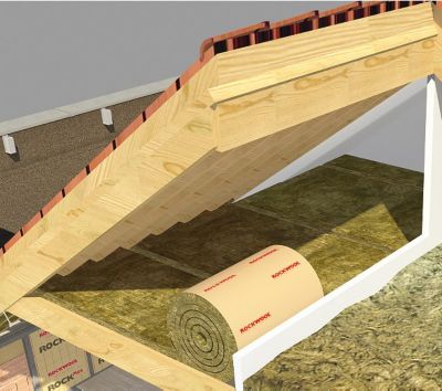 Rouleau laine de roche Rockwool Roulrock kraft - 1,2 x 2,4 m ép.200 mm R. 5,1 Km²/W (vendu au rouleau)