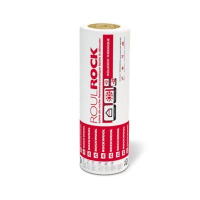 Rouleau laine de roche Rockwool Roulrock kraft - 1,2 x 5 m ép.100 mm (vendu au rouleau)