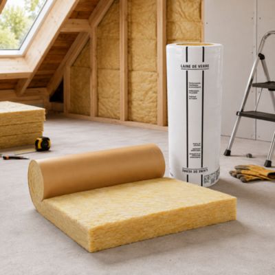 Rouleau laine de verre kraft ép. 100 mm 1,20 x 8 m