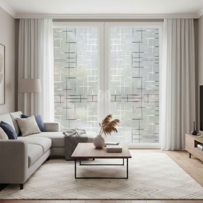 Rouleau occultant vitrostatique étoiles design pour fenêtre au mètre - Film Anti Regard Electrostatique - 45cmx1m