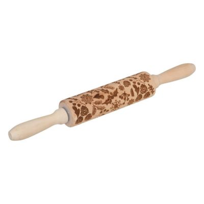 Rouleau à patisserie empreinte Noël L35,5cm en bois - Modèle A- 5five