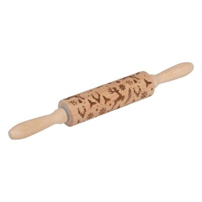 Rouleau à patisserie empreinte Noël L35,5cm en bois - Modèle B- 5five