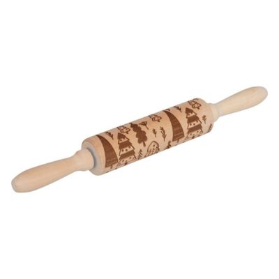 Rouleau à patisserie empreinte Noël L35,5cm en bois - Modèle C- 5five