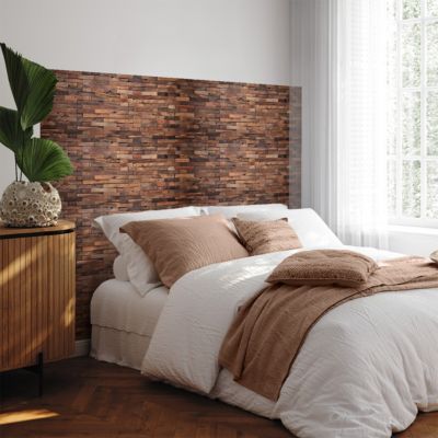 Rouleau revêtement adhésif vinyle au mètre - Sticker mural tête de lit - BOIS BRUN VINTAGE - 120x160cm