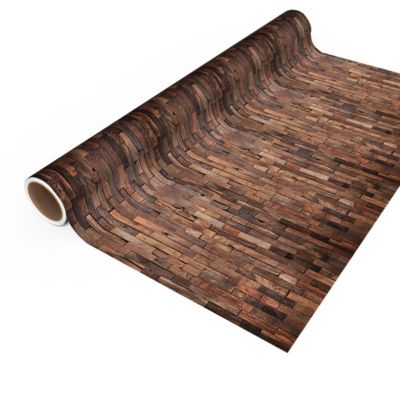 Rouleau revêtement adhésif vinyle au mètre - Sticker mural tête de lit - BOIS BRUN VINTAGE - 120x160cm