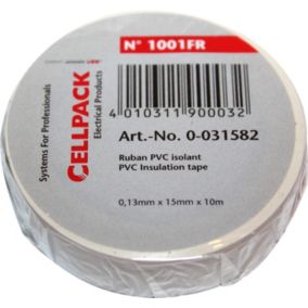 Rouleau ruban adhésif 10m x 15mm - Blanc - CellPack