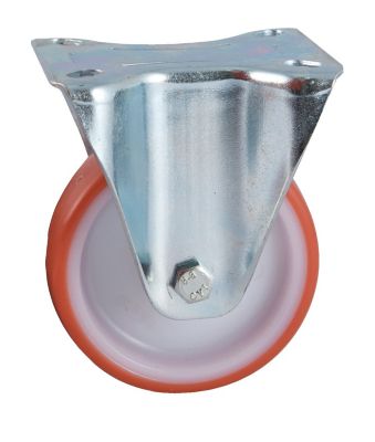 Roulette D125mm polyuréthane rouge platine fixe - AVL - 504823O