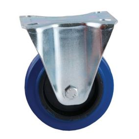 Roulette D200mm caoutchouc bleu platine fixe - AVL - 527826O