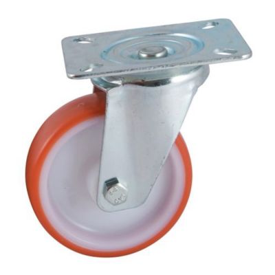 Roulette D200mm polyuréthane rouge platine pivotante - AVL - 504836O