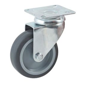 Roulette diamètre 100mm hauteur 135mm caoutchouc gris platine pivotant - AVL - 5578100H