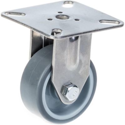 Roulette en acier inoxydable de 50 mm (2 pouces) avec bandage en caoutchouc gris, fixe, 40 kg
