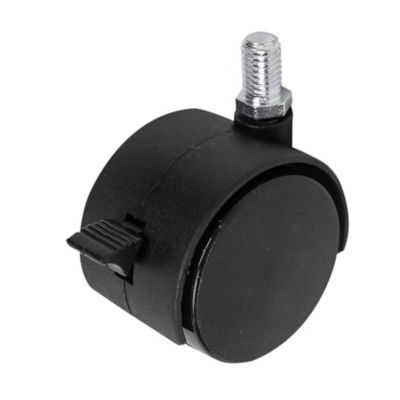 Roulette jumelée pivotante avec frein ø50 mm, plaque 10 x 15 mm, charge max 40kg