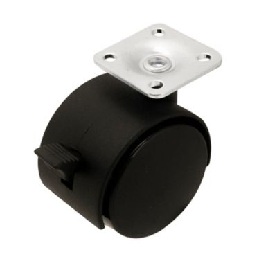 Roulette jumelée pivotante avec frein ø50 mm, plaque ø38 mm, charge max 40kg