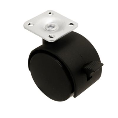 Roulette jumelée pivotante avec frein ø50 mm, plaque ø38 mm, charge max 40kg