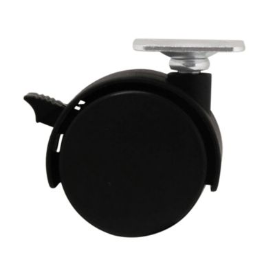 Roulette jumelée pivotante avec frein ø50 mm, plaque ø38 mm, charge max 40kg
