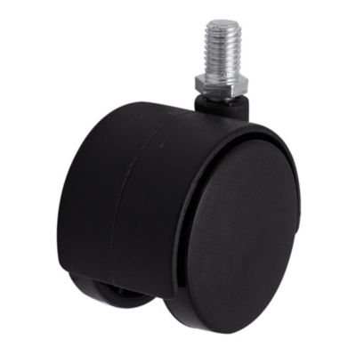 Roulette jumelée pivotante sans frein ø50 mm, tige filetée 10 x 20 mm, charge max 40kg