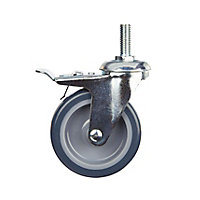 Roulette pivotante avec frein ø75 mm, tige filetée, charge max 60kg