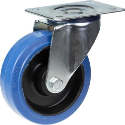 Roulette pivotante de 160 mm avec caoutchouc élastique bleu sur roue ...