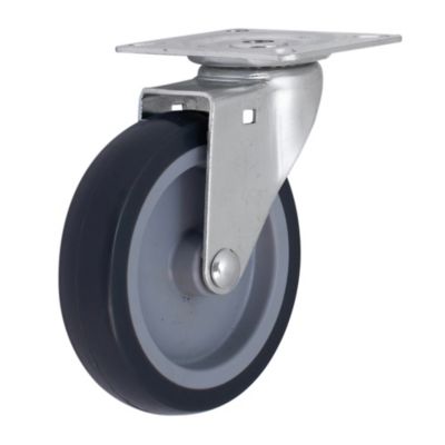 Roulette pivotante grise ø10 cm avec freins, charge max 70 kg