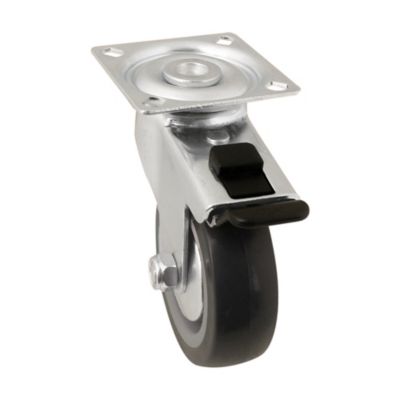 Roulette pivotante sur plaque grise ø7.5 cm avec freins, charge max 60 kg