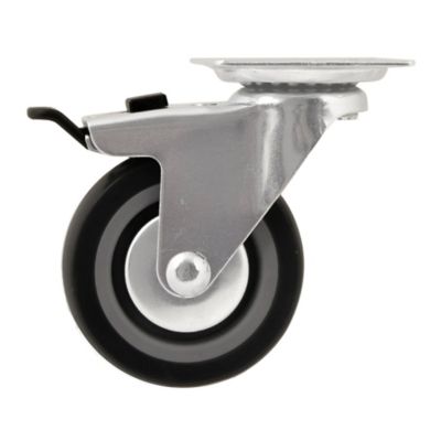 Roulette pivotante sur plaque grise ø7.5 cm avec freins, charge max 60 kg