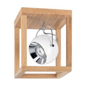 Roy Plafonnier Incl.1xLED GU10 5W Chêne huilé/Métal Blanc