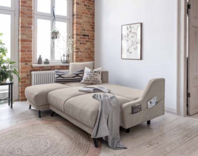 Royal - canapé d'angle gauche - 4 places - convertible avec coffre - en velours - Best Mobilier