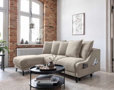 Royal - canapé d'angle gauche - 4 places - convertible avec coffre - en velours - Best Mobilier