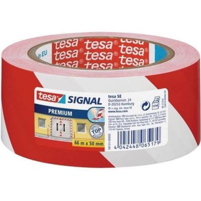 Ruban adhésif de signalisation - TESA - 66 m x 50 mm - Rouge et blanc