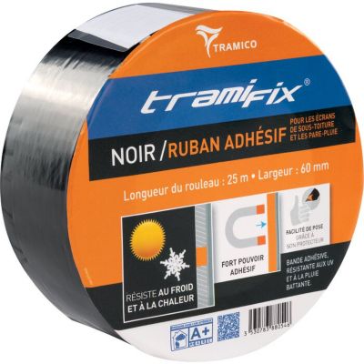 Ruban adhésif étanche pour écrans de sous-toiture et pare-pluie Tramifix - Tramico - Longueur 25 m - Coloris noir