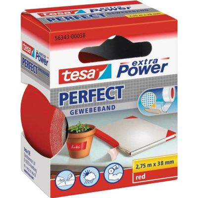 Ruban adhésif - Tesa - Toilé Super résistant - 2,75m x 38mm - Rouge - Multi-usages
