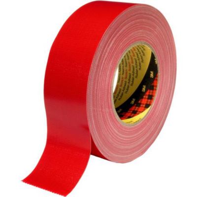 Ruban adhésif toilélisé Scotch 389 rouge 50 m x 50 mm, usage universel.