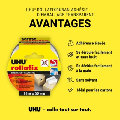 Ruban adhésif d'emballage Rollafix transparent 66 x 50 mm