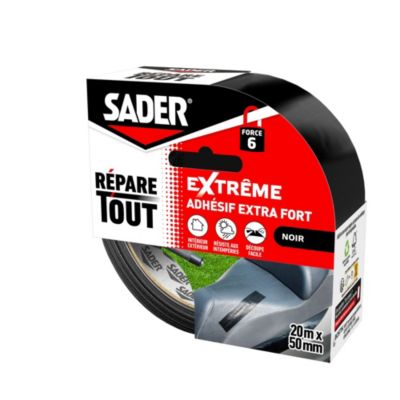 Ruban adhésif extra fort noir 20 m x 50 mm Sader Répare Tout Extrême
