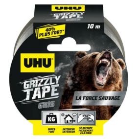 Ruban adhésif UHU Grizzly tape gris 10m