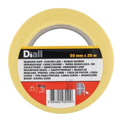 Ruban de masquage lignes courbes Diall 25 m x 50 mm - 1 rouleau