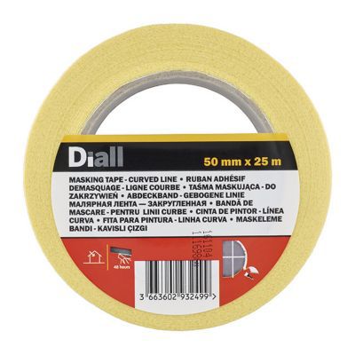 Ruban de masquage lignes courbes Diall 25 m x 50 mm - 1 rouleau