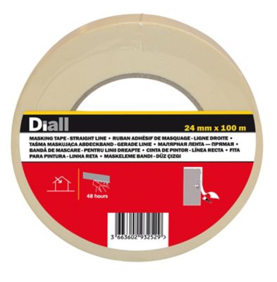 Ruban de masquage lignes droites Diall 100 m x 24 mm - 1 rouleau