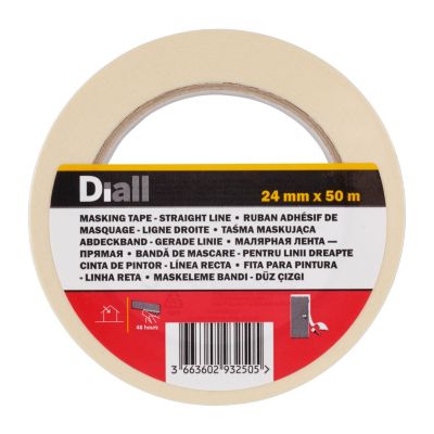 Ruban de masquage lignes droites Diall 50 m x 24 mm - 1 rouleau