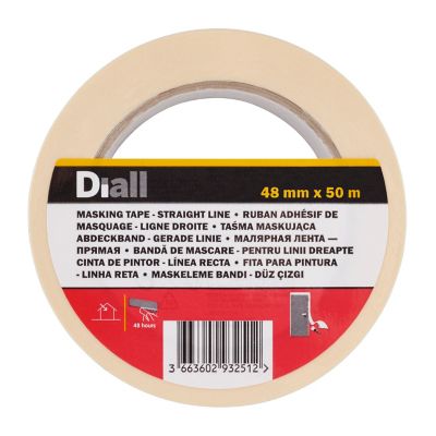 Ruban de masquage lignes droites Diall 50 m x 48 mm - 1 rouleau