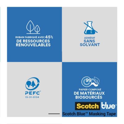 Ruban de Masquage premium Multi-Surfaces ScotchBlue™ 2090 Bleu 24 mm x 41 m