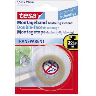 Ruban de montage Tesa POWERBOND 55743 transparent 1,5 m x 19 mm