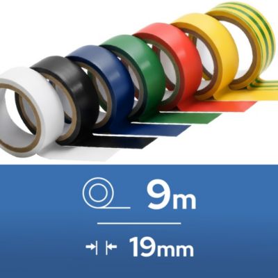 Ruban isolant électrique PVC 19 mm x 9 m blanc HOROZ 1 pièce